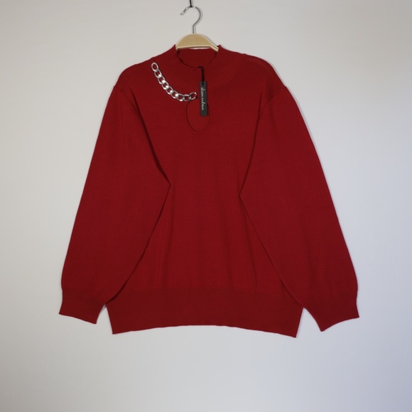 Alison Andrews Women's Plus Mock Neck Long Sleeve Sweater‎ Top Red Size 3X - Picture 1 of 8
